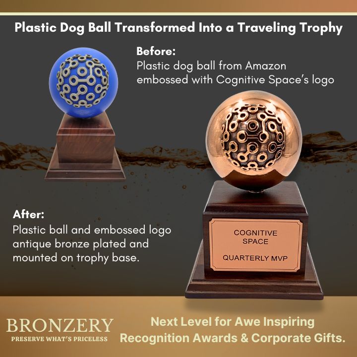 Bronzed traveling trophy for remote workforce
