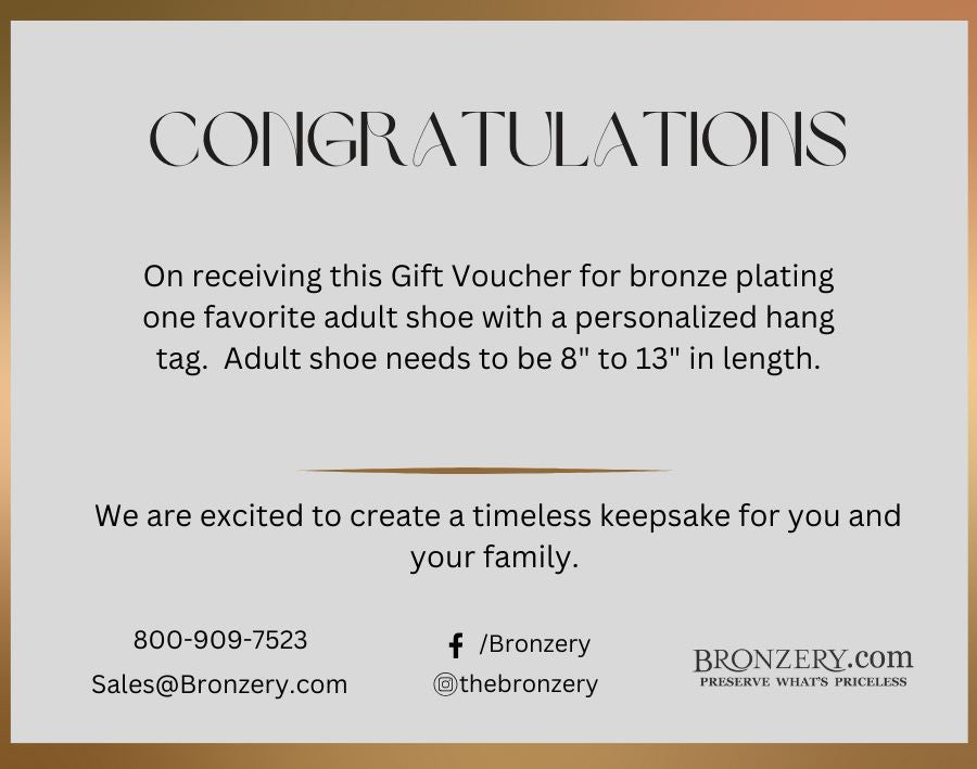 Digital Gift Voucher: Single Adult Shoe Bronze Plated Into Fashionable