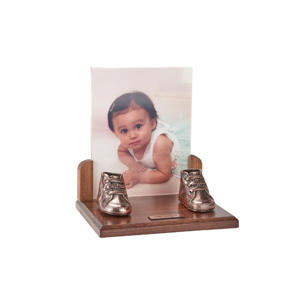 Pair Baby Shoes - Wood Base + Picture (Style 126)