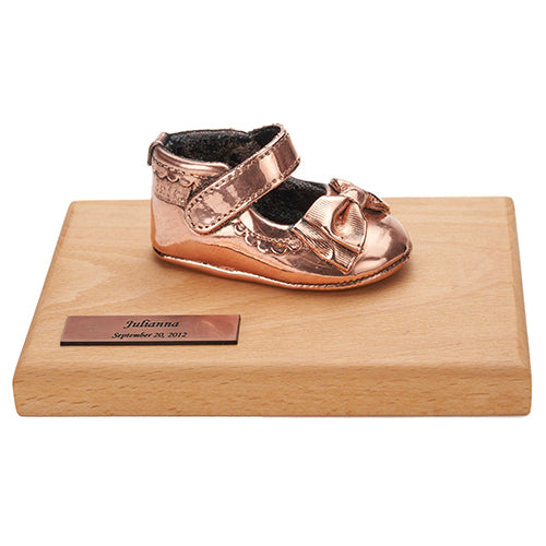 Single Baby Shoe - Wood or Black Lacquer Base (Style 130)