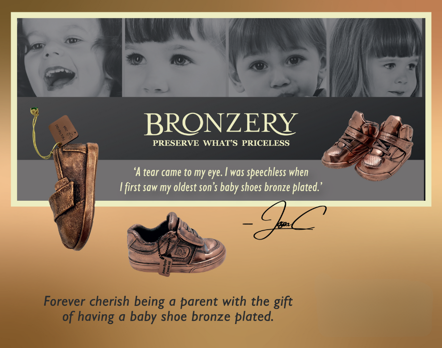 Single Bronze Plated Baby Shoe Gift Package
