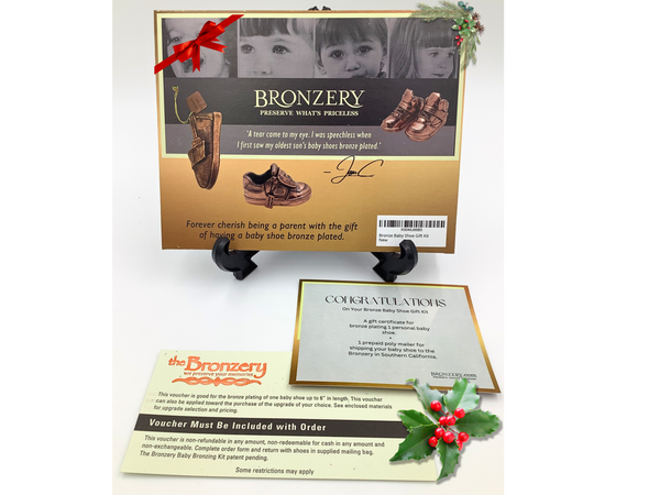 Single Bronze Plated Baby Shoe Gift Package