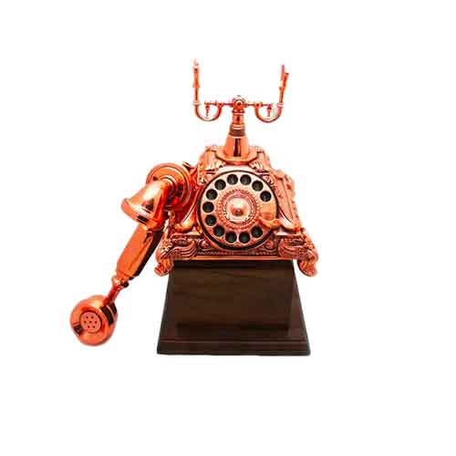Bronze plated antique telephone transformed into a custom corporate award and personalized keepsake