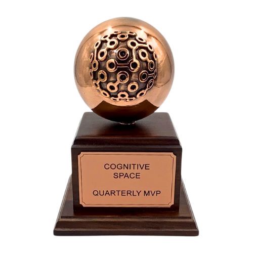 Custom bronze corporate award trophy honoring employee achievement and performance